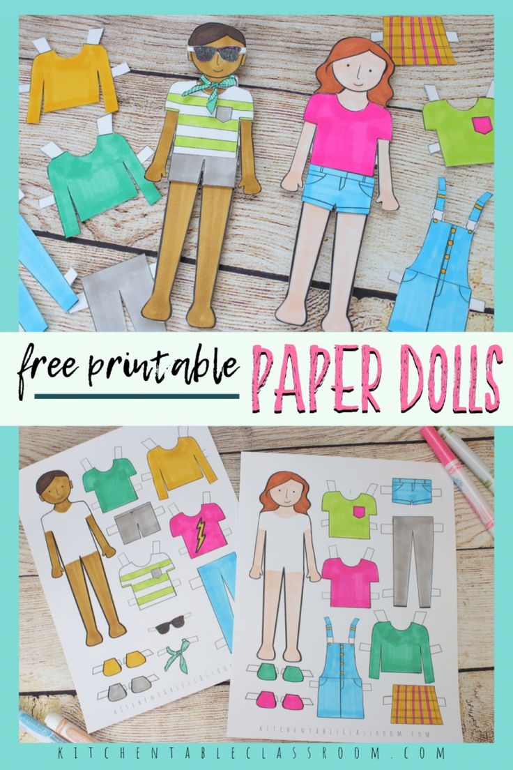 Printable Paper Doll Templates Color And Play The Kitchen Table Classroom
