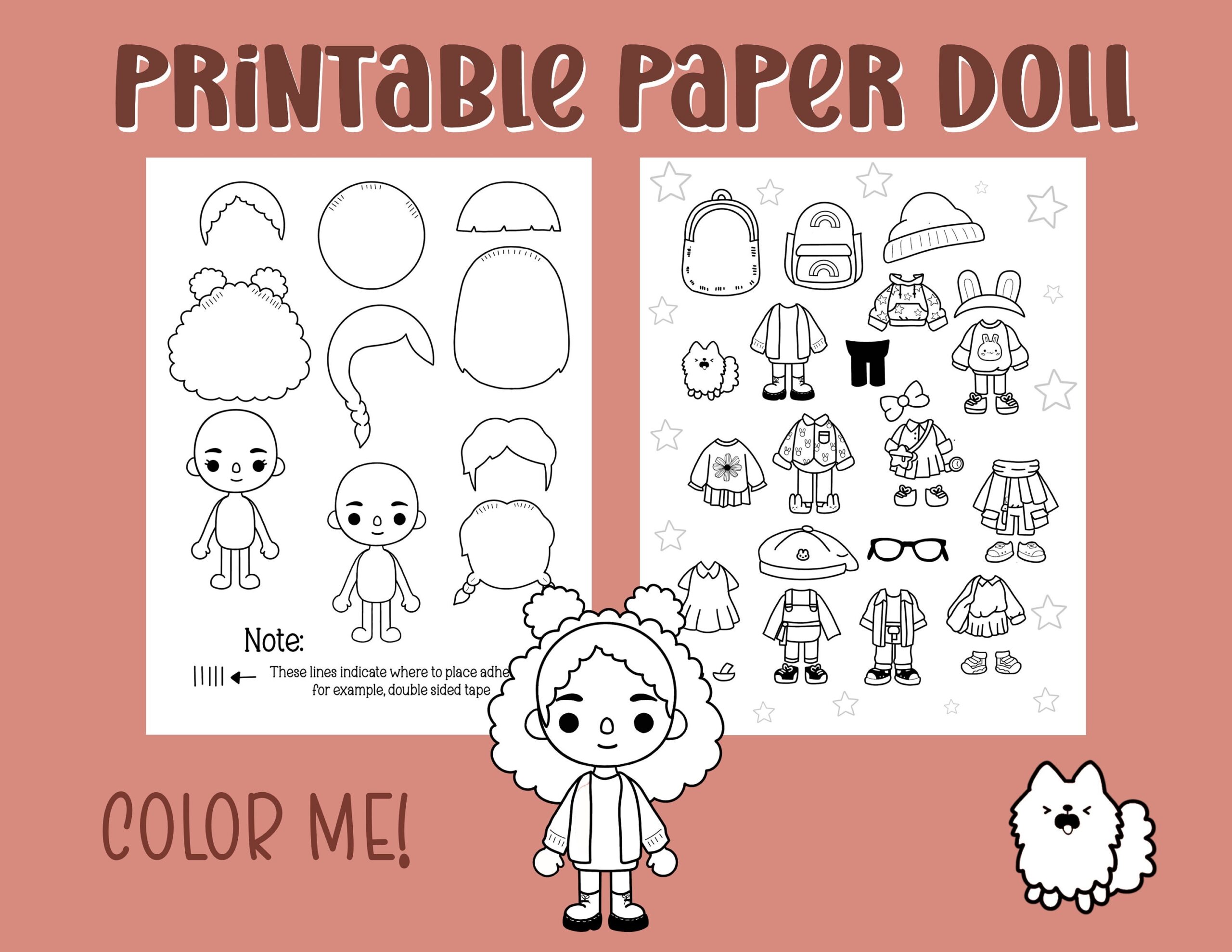 Printable Paper Doll Toca Boca Inspired Quiet Book Kids Activity Paper Doll Blank Paper Doll Etsy
