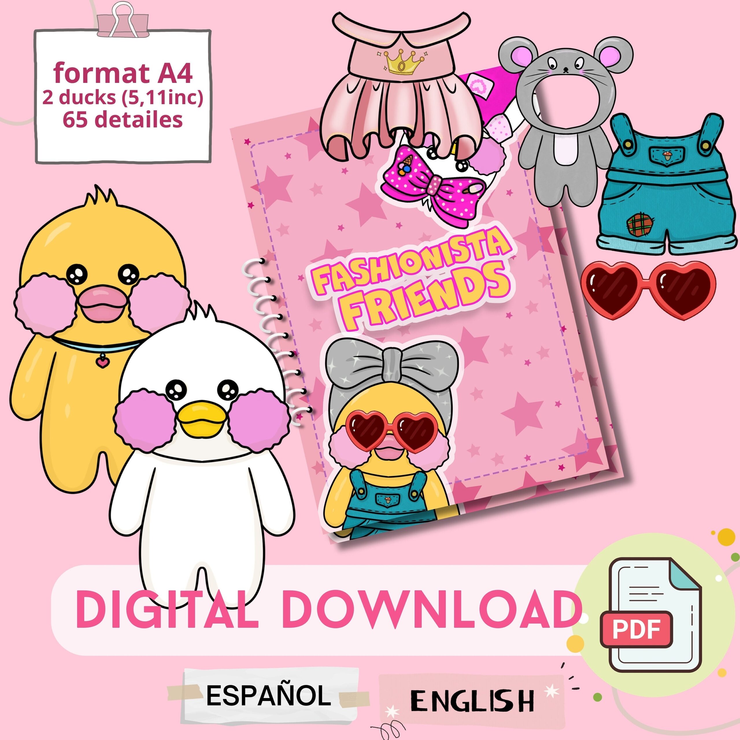 Printable Paper DUCK Dollhouse format A4 Busy Book Activities For Kids Etsy