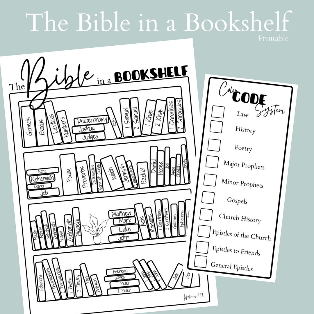 Printable PDF The Bible In A Bookshelf Bible Reading Tracker Books Of The Bible Etsy