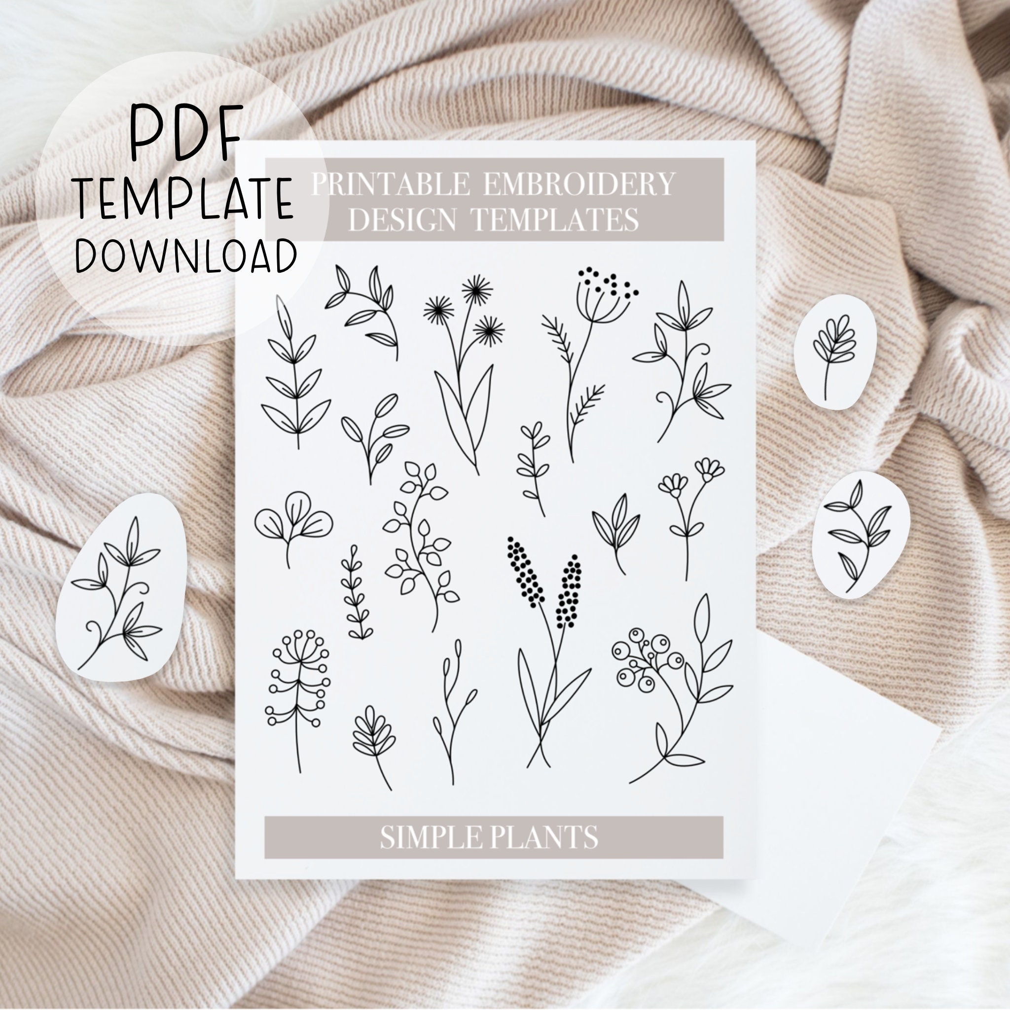 Printable Plants Embroidery Patterns Sheet Floral Hand Embroidery Designs DIY Embroidery Patch Designs Download For Stick And Stitch DIY Etsy