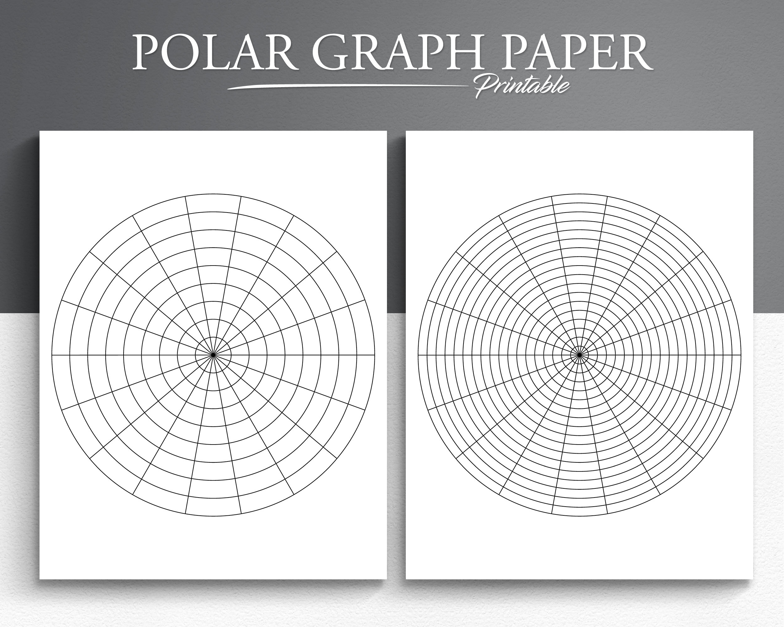 Printable Polar Graph Paper Circular Graph Paper Radial Graph Paper Etsy