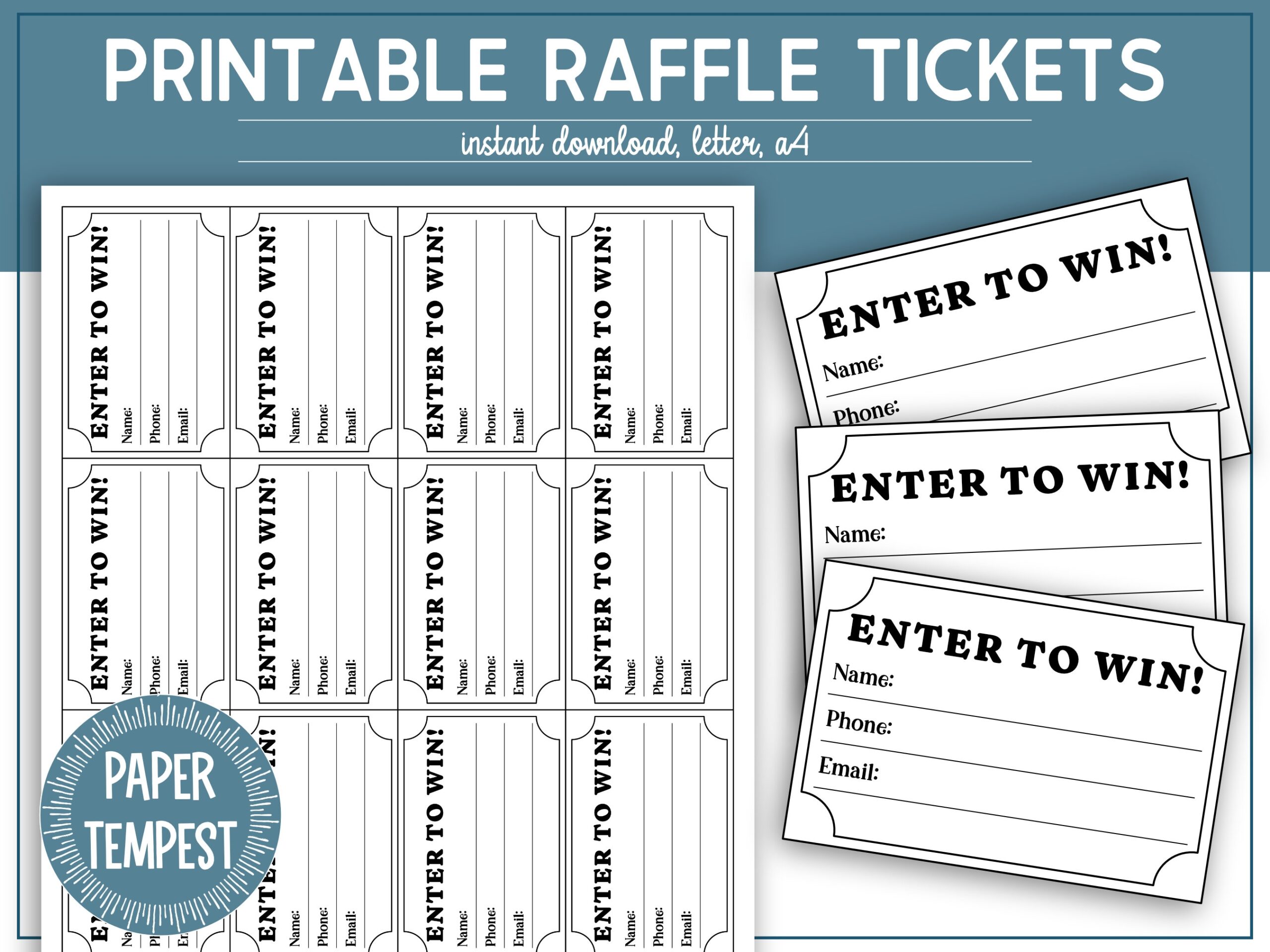 Printable Raffle Tickets Template Enter To Win Tickets Printable Fundraising Tickets Charity Raffle Tickets DIY Raffle Door Prize Slip Etsy