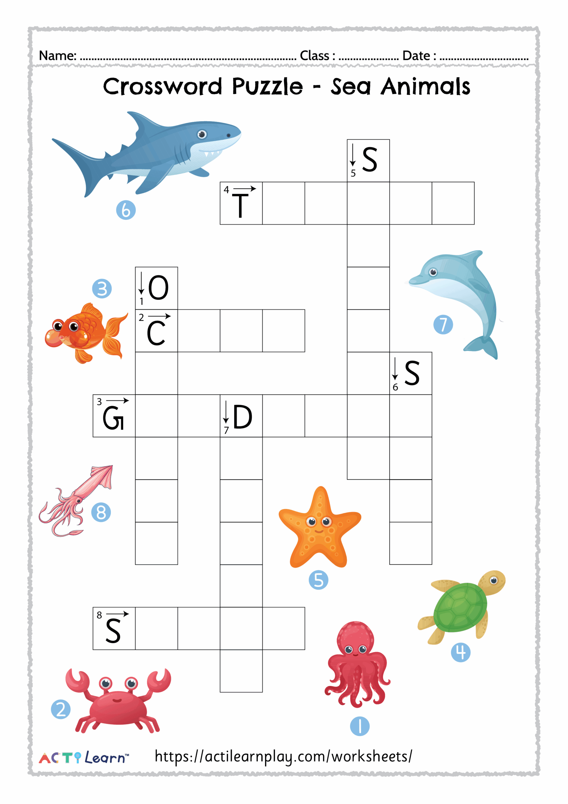 Printable Sea Animals Worksheets