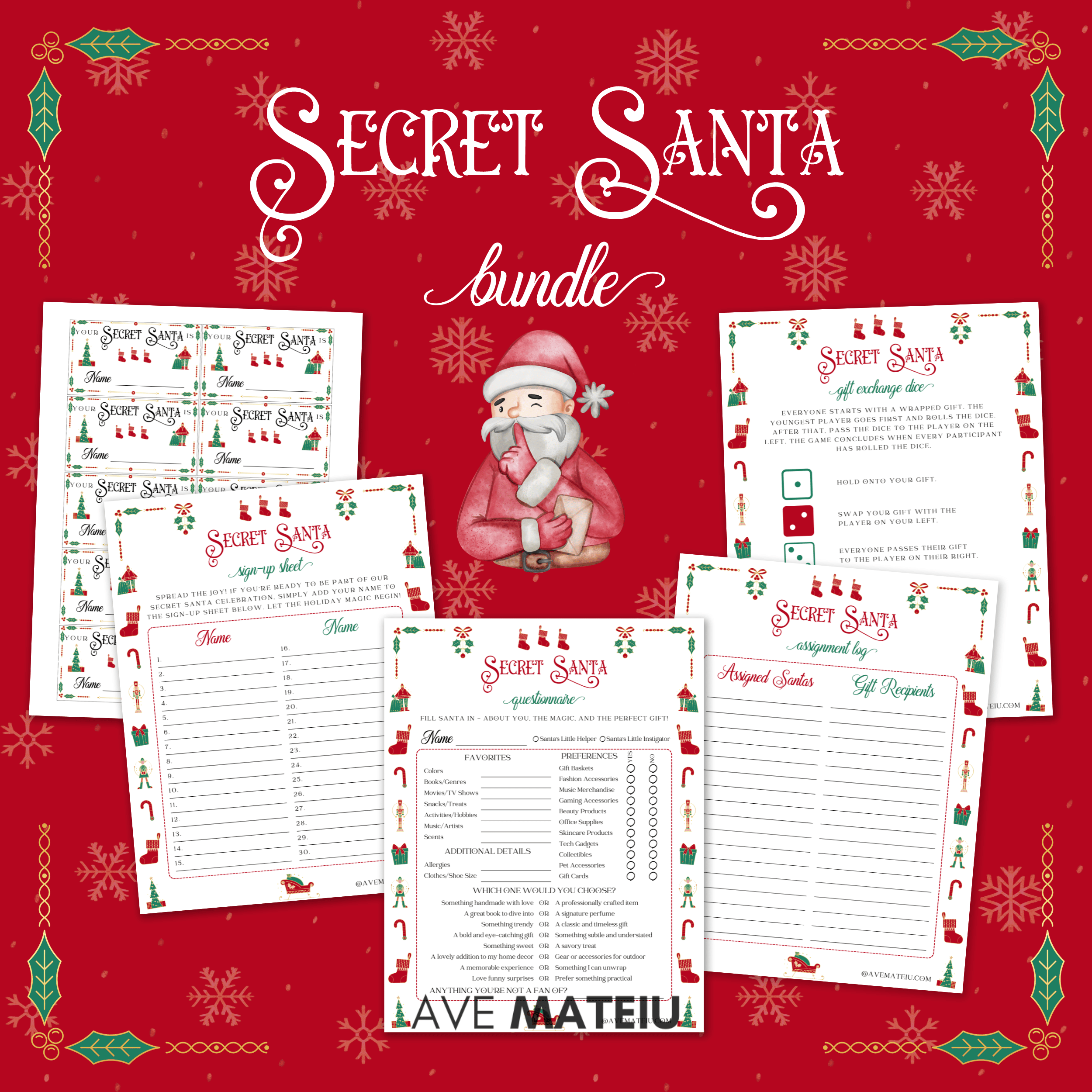 Printable Template Secret Santa Form