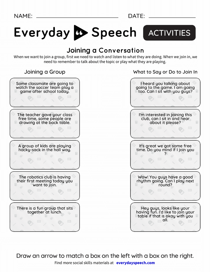 Printable Social Skills Activities Worksheets