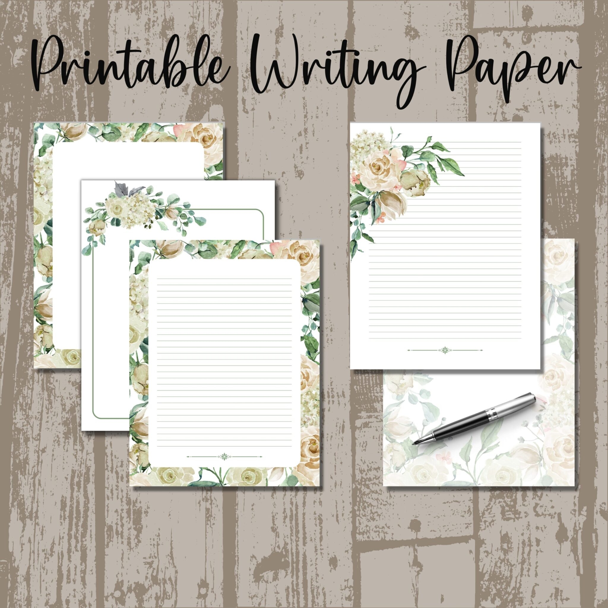 PRINTABLE STATIONERY 5 Gorgeous Vintage Watercolor Floral Designs The Urban Pixel Co