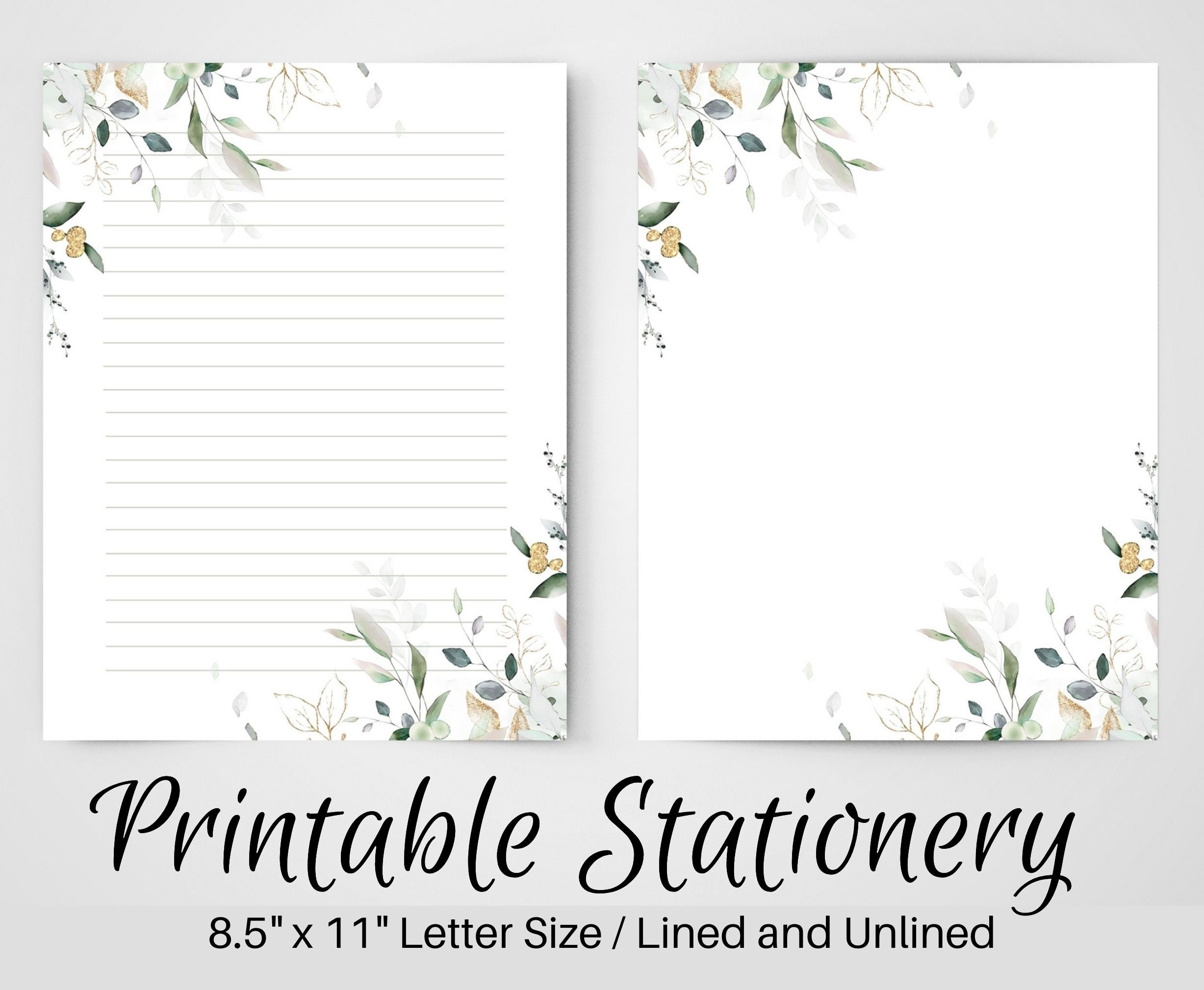 PRINTABLE Stationery Printable Stationary Printable Writing Paper Botanical Letter Writing Paper Writing Set Notepaper Penpal Etsy