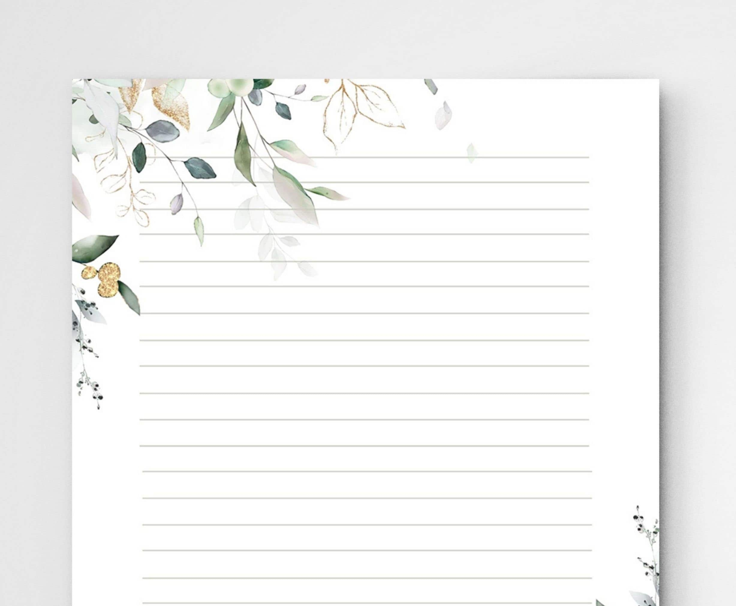 PRINTABLE Stationery Printable Stationary Printable Writing Paper Botanical Letter Writing Paper Writing Set Notepaper Penpal Etsy