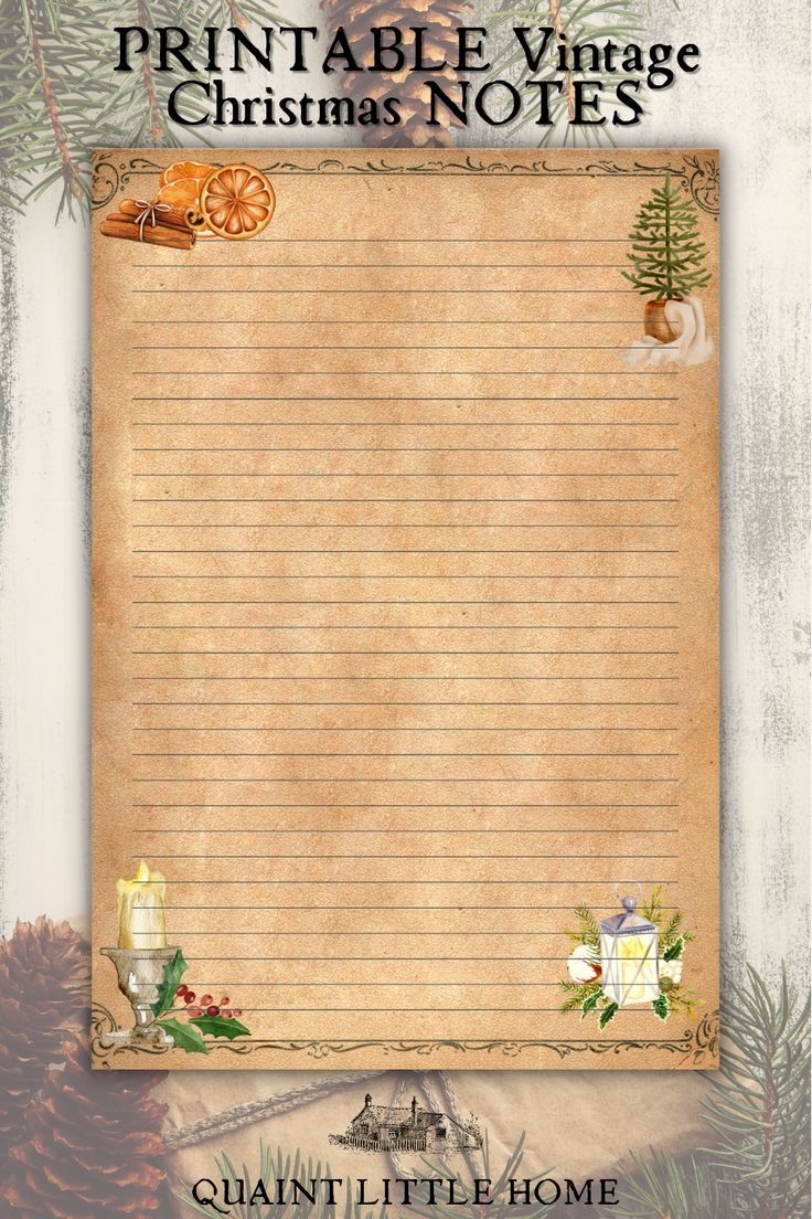 PRINTABLE Vintage Christmas NOTES High Quality PDF A4 A5 Letter Half Letter Etsy