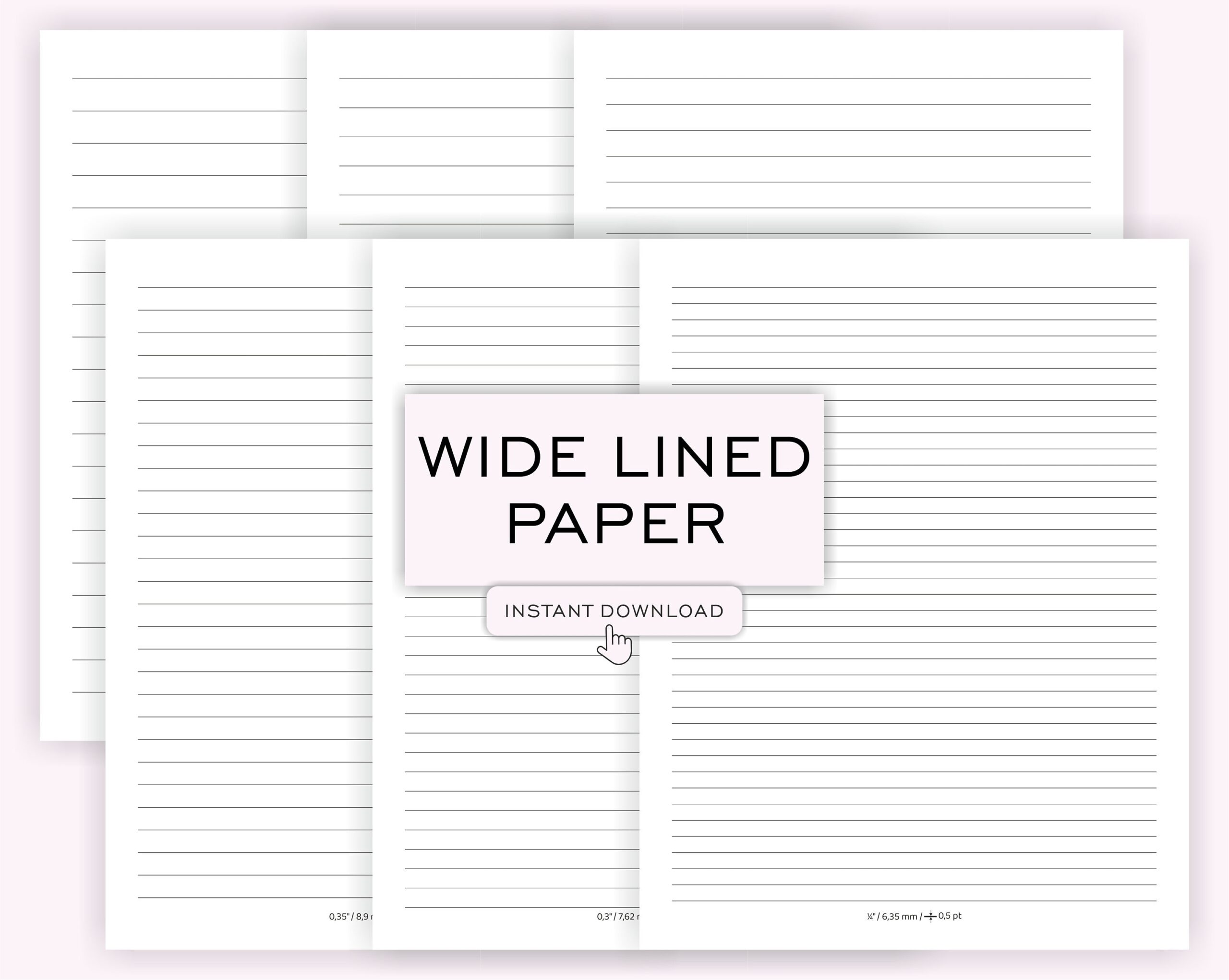 Printable Wide Lined Paper Set Of 6 Ruled Paper Digital Lined Paper College Ruled Paper Lined Pages Note Paper PDF US LETTER A4 Etsy