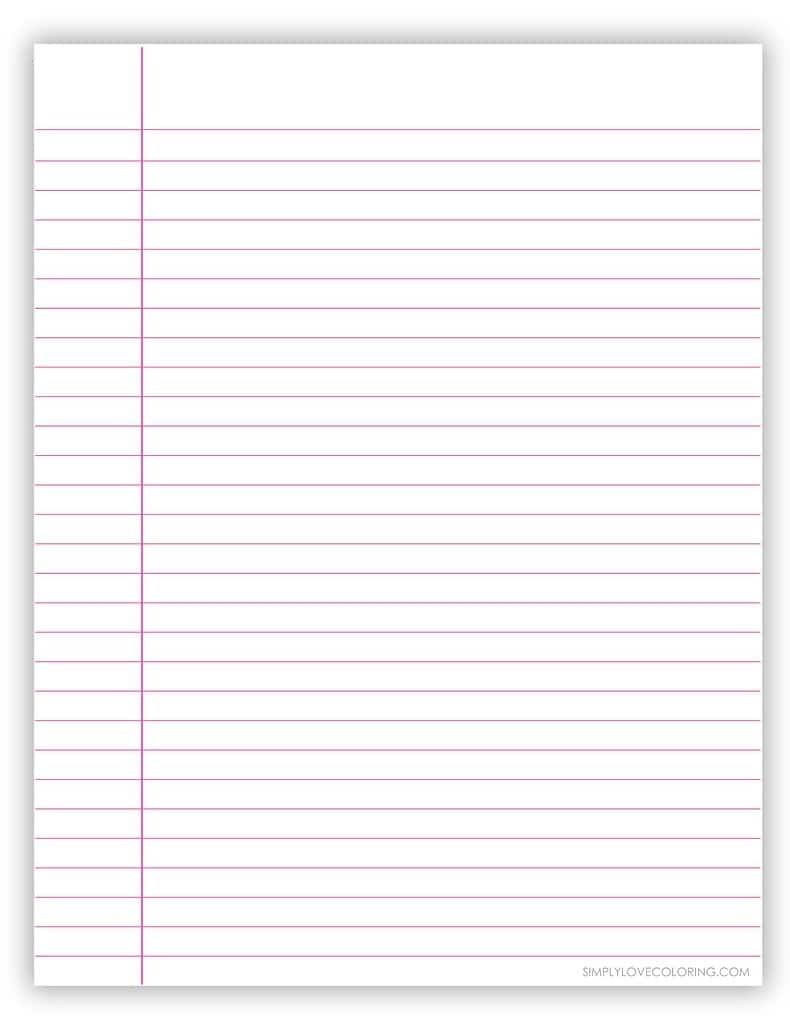 Printable Wide Ruled Paper Free PDF Download Simply Love Coloring