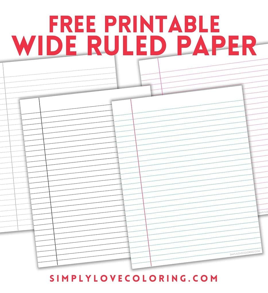 Printable Wide Ruled Paper Free PDF Download Simply Love Coloring