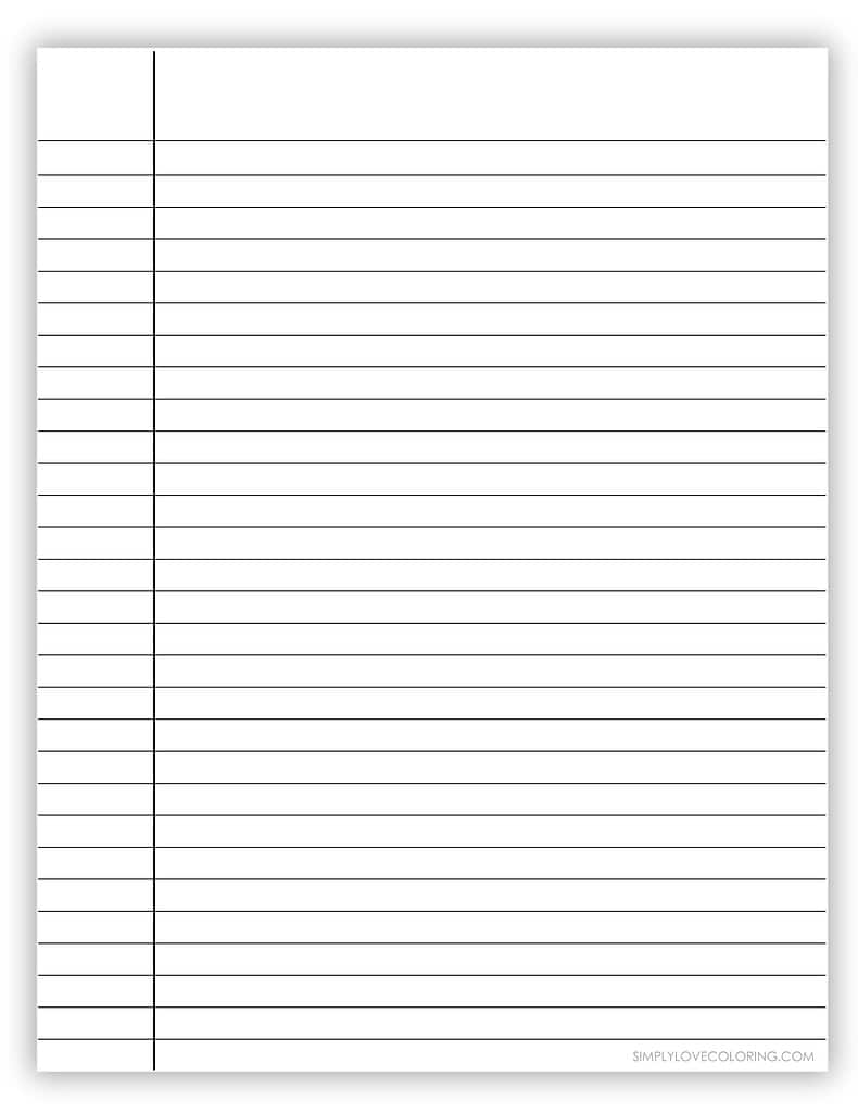 Printable Wide Ruled Paper Free PDF Download Simply Love Coloring