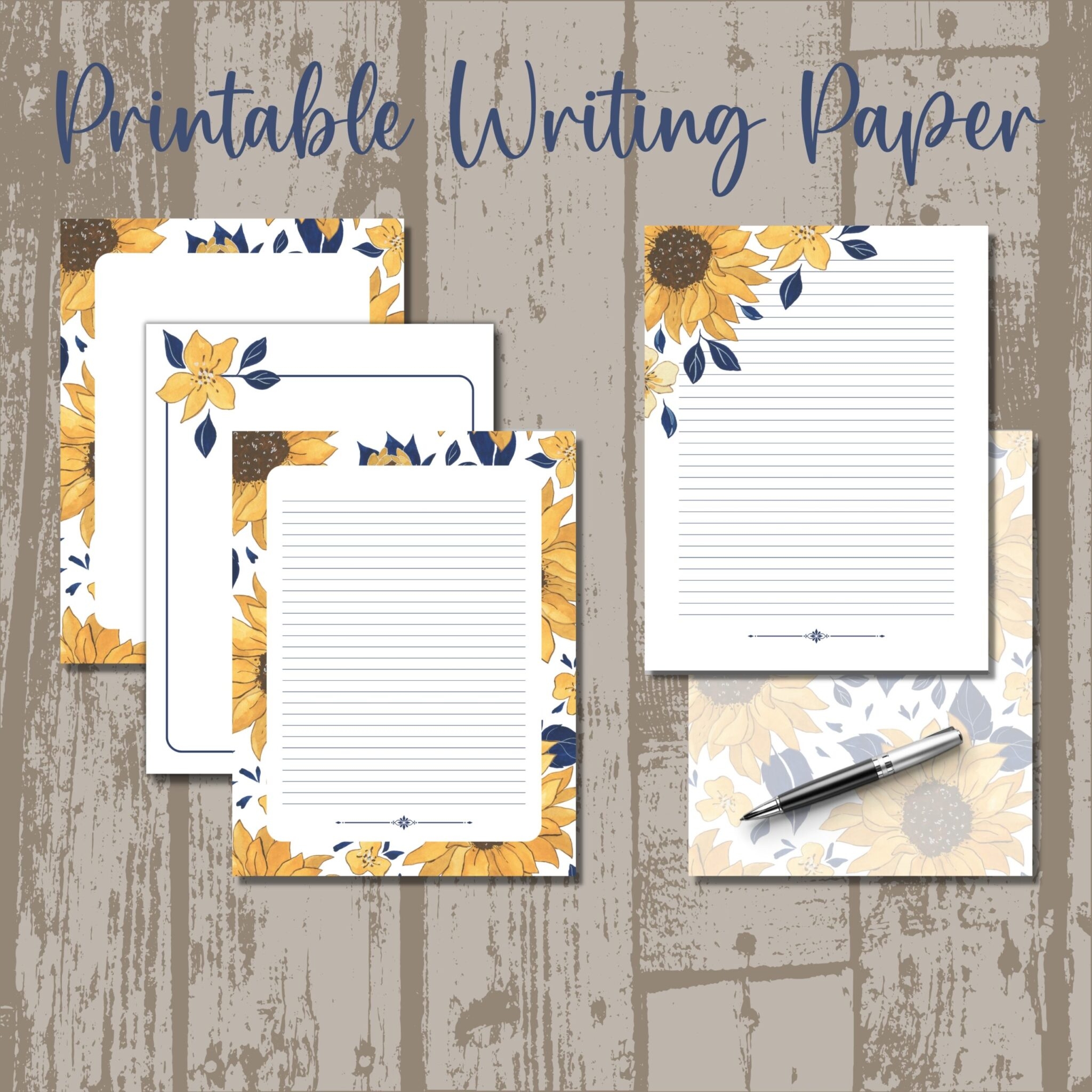 PRINTABLE WRITING PAPER 5 Happy Sunflower Designs The Urban Pixel Co