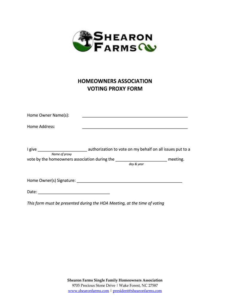 Proxy Vote Form Fill Online Printable Fillable Blank PdfFiller