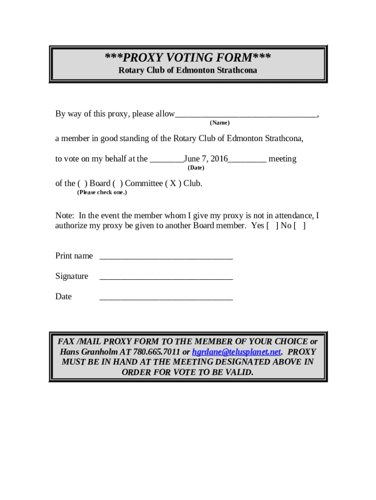 Proxy Voting Form Template Free Download Fill Out Sign Online DocHub