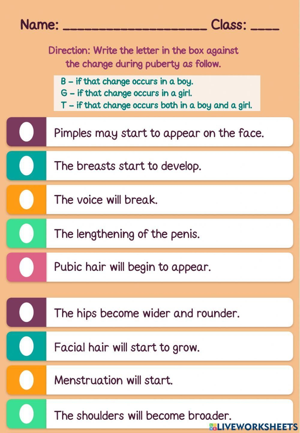 Puberty Live Worksheets Worksheets Library