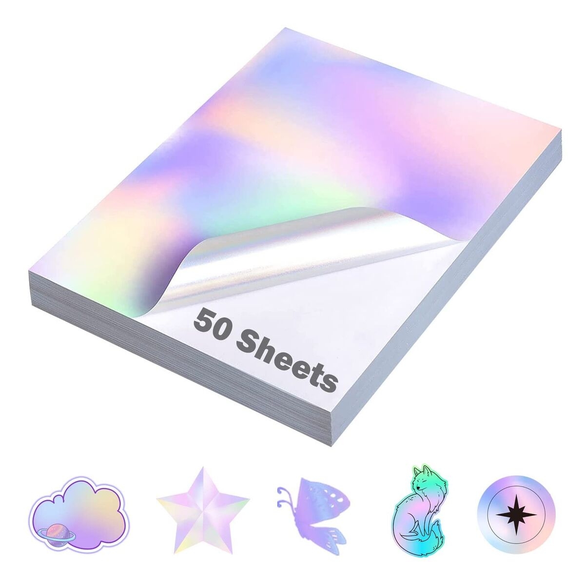 QiXin 50 Sheets Holographic Sticker Paper 8 5 X11 Inch For Inkjet Printer L EBay