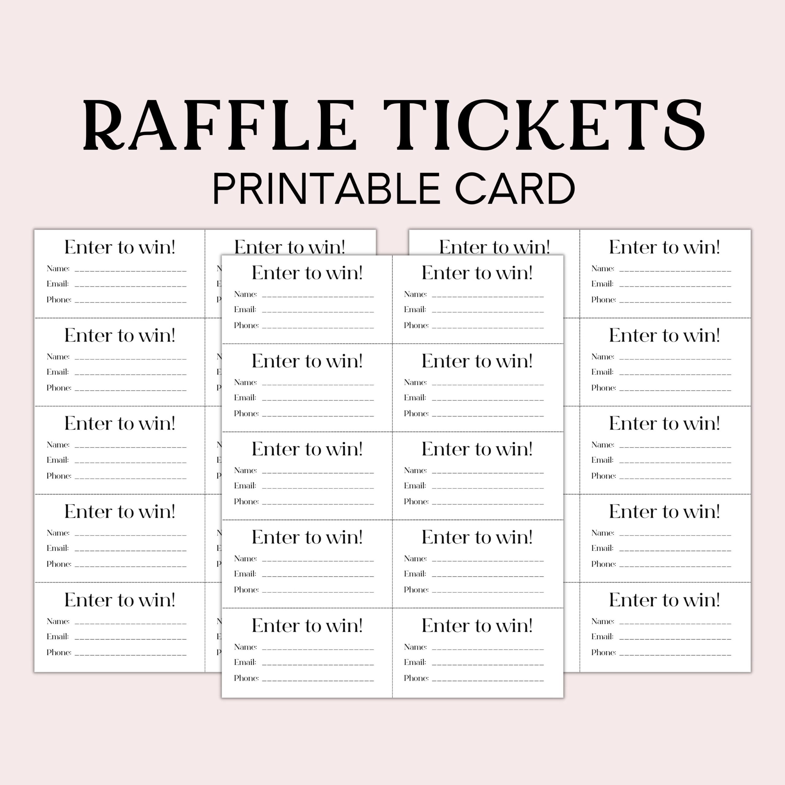 Raffle Ticket Form Printable Enter To Win Ticket Drawing Slips Etsy