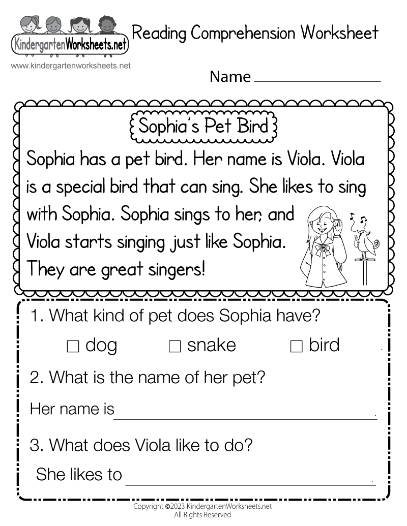 Free Printable Kindergarten Reading Worksheets