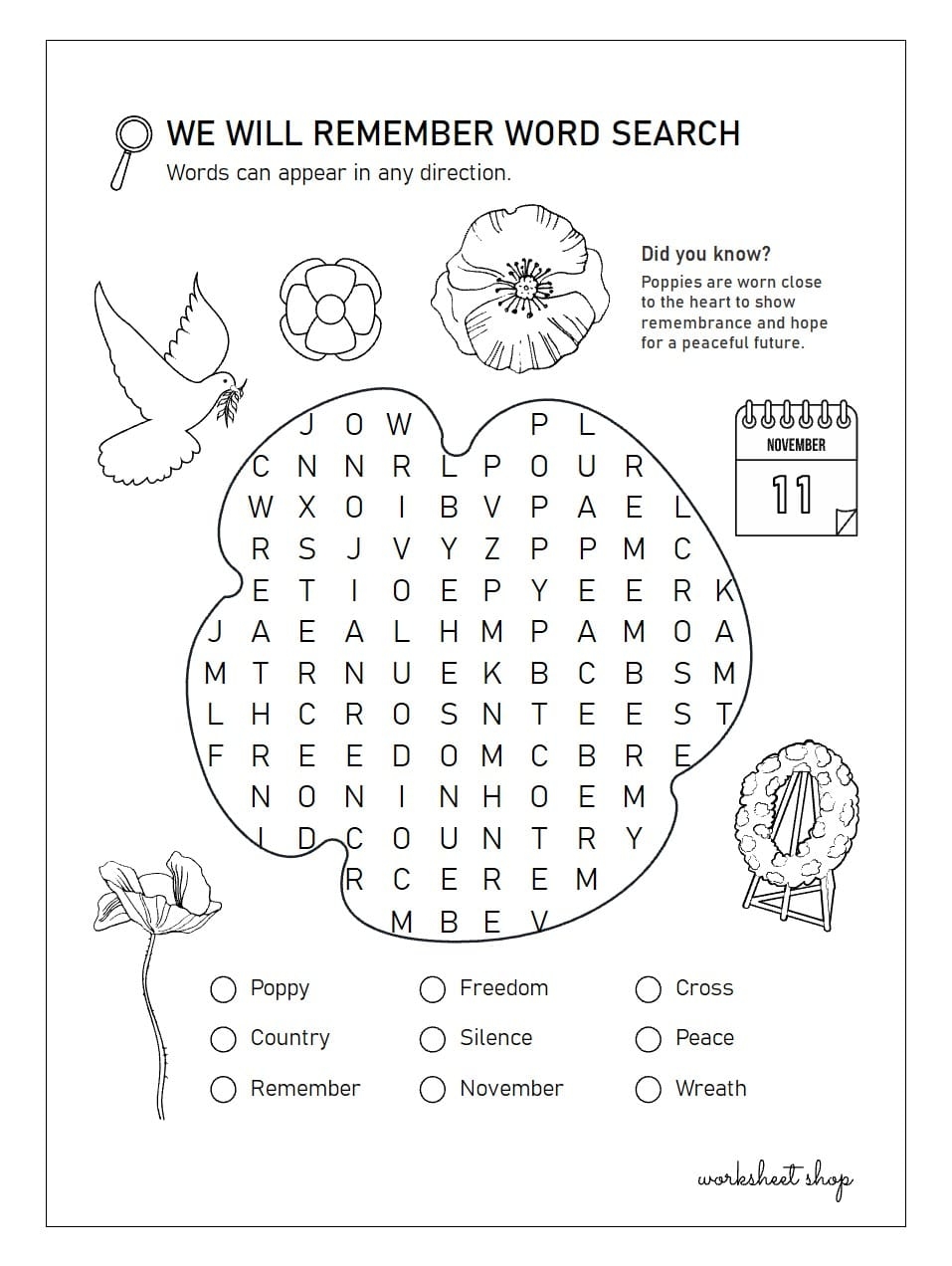 Free Printable Veterans Day Worksheets