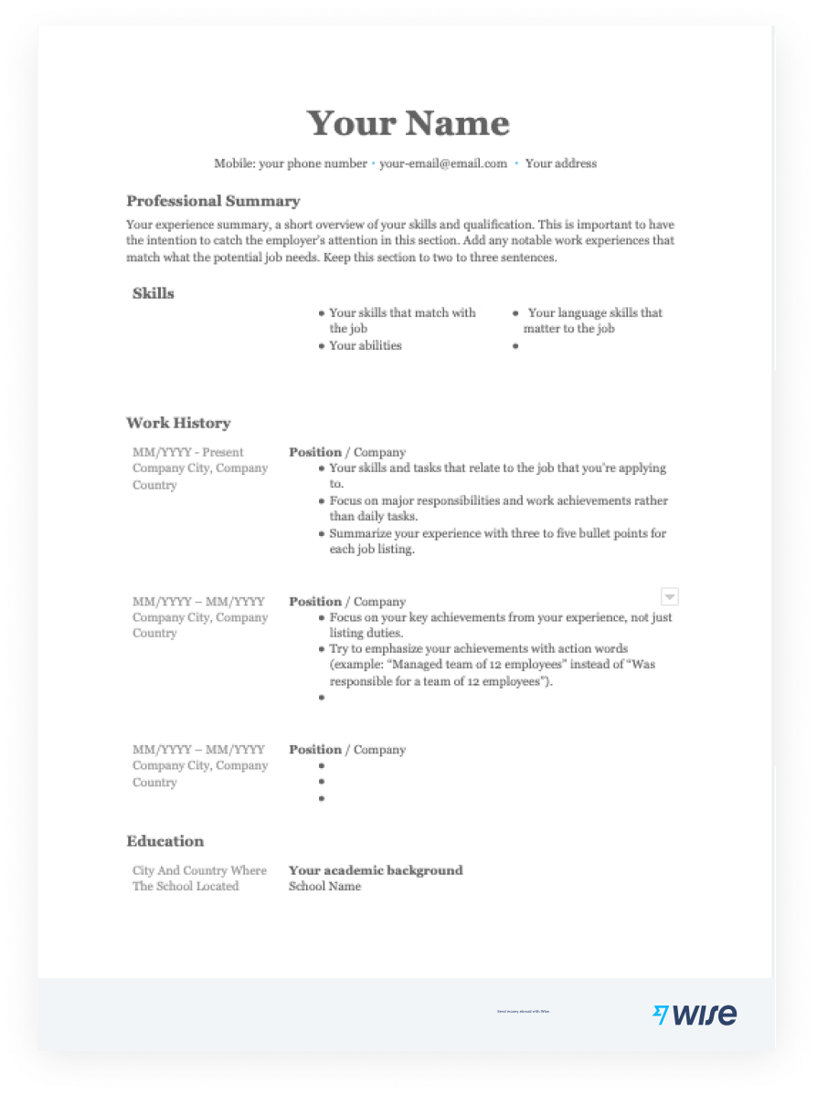 Resume Templates In Open Office Free For Download Wise