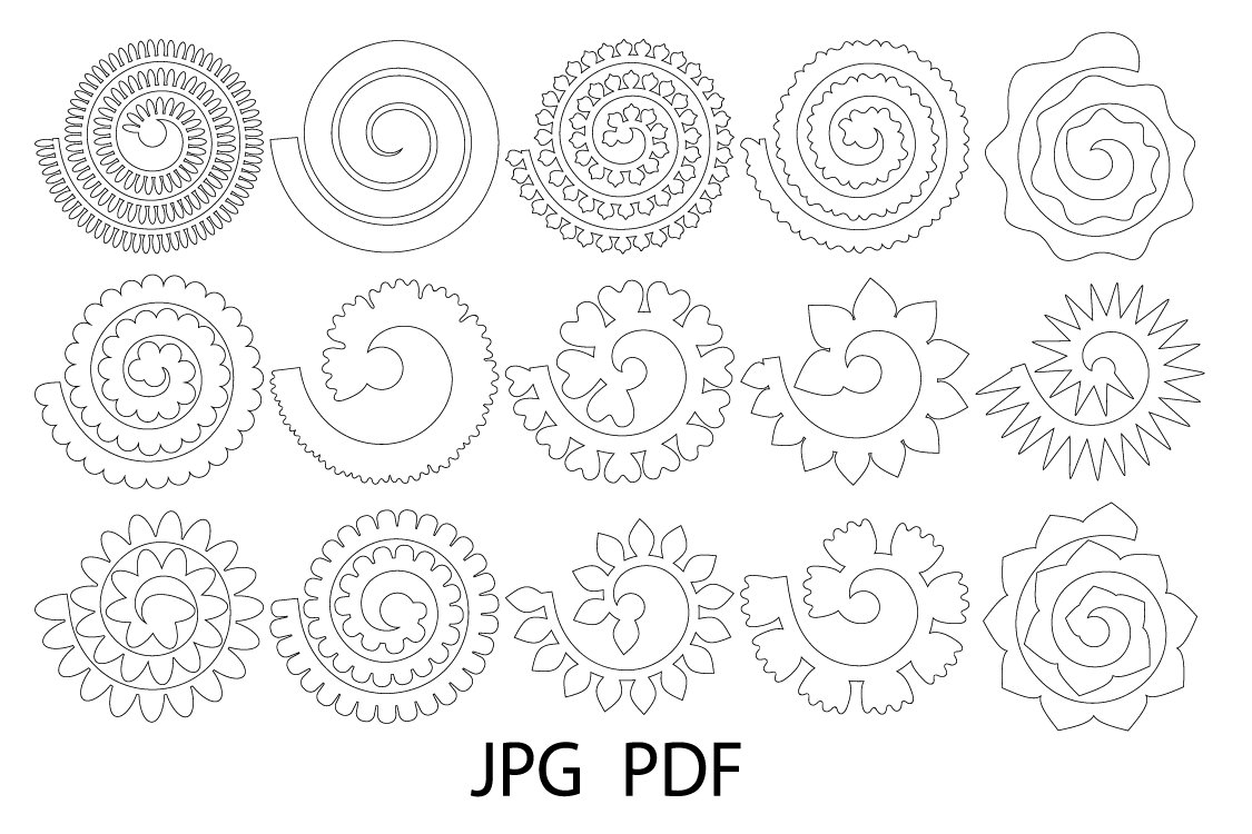 Rolled Paper Flower Templates SVG 3D Rose SVG 395227 
