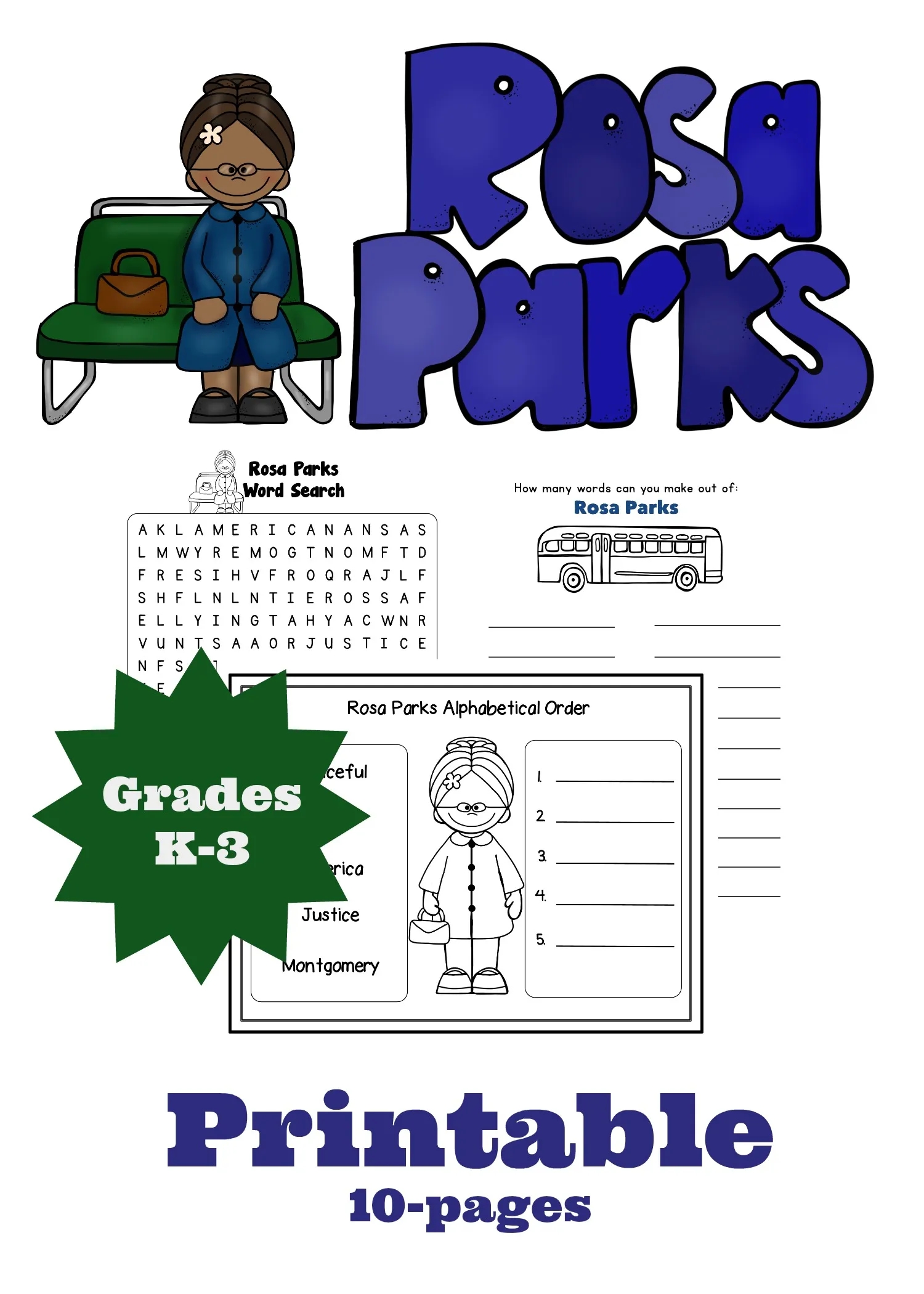 rosa parks unit study free printable