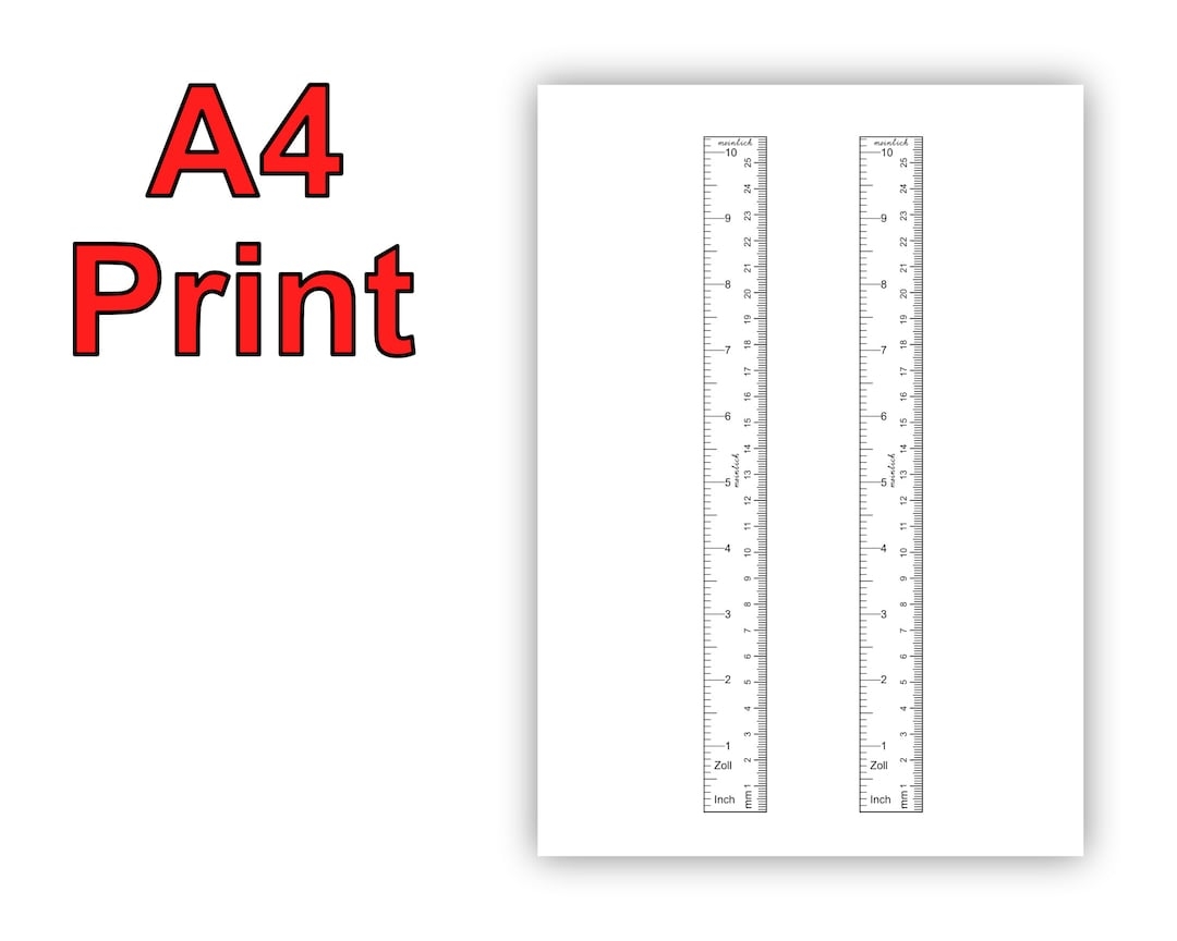 RULER PAPER A4 For Printing In Millimeters And Inches Etsy
