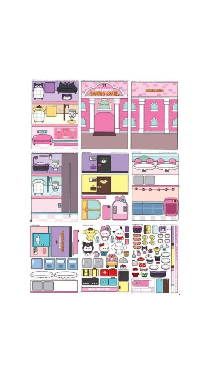 Sanrio Hotel Paper Doll House Paper Dolls Paper Toys