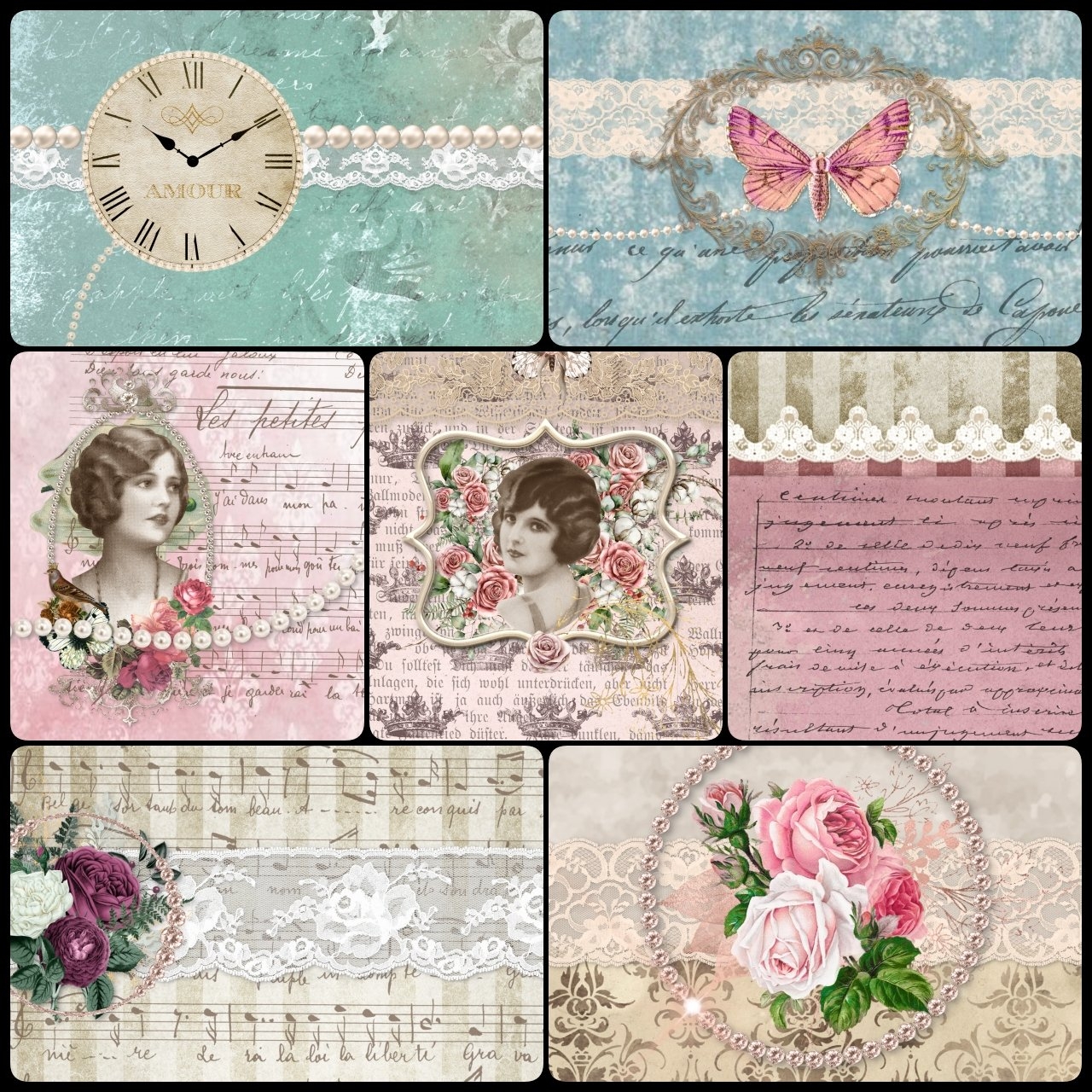 Scrapbook Paper Pack Vintage Sparkle Shabby Chic