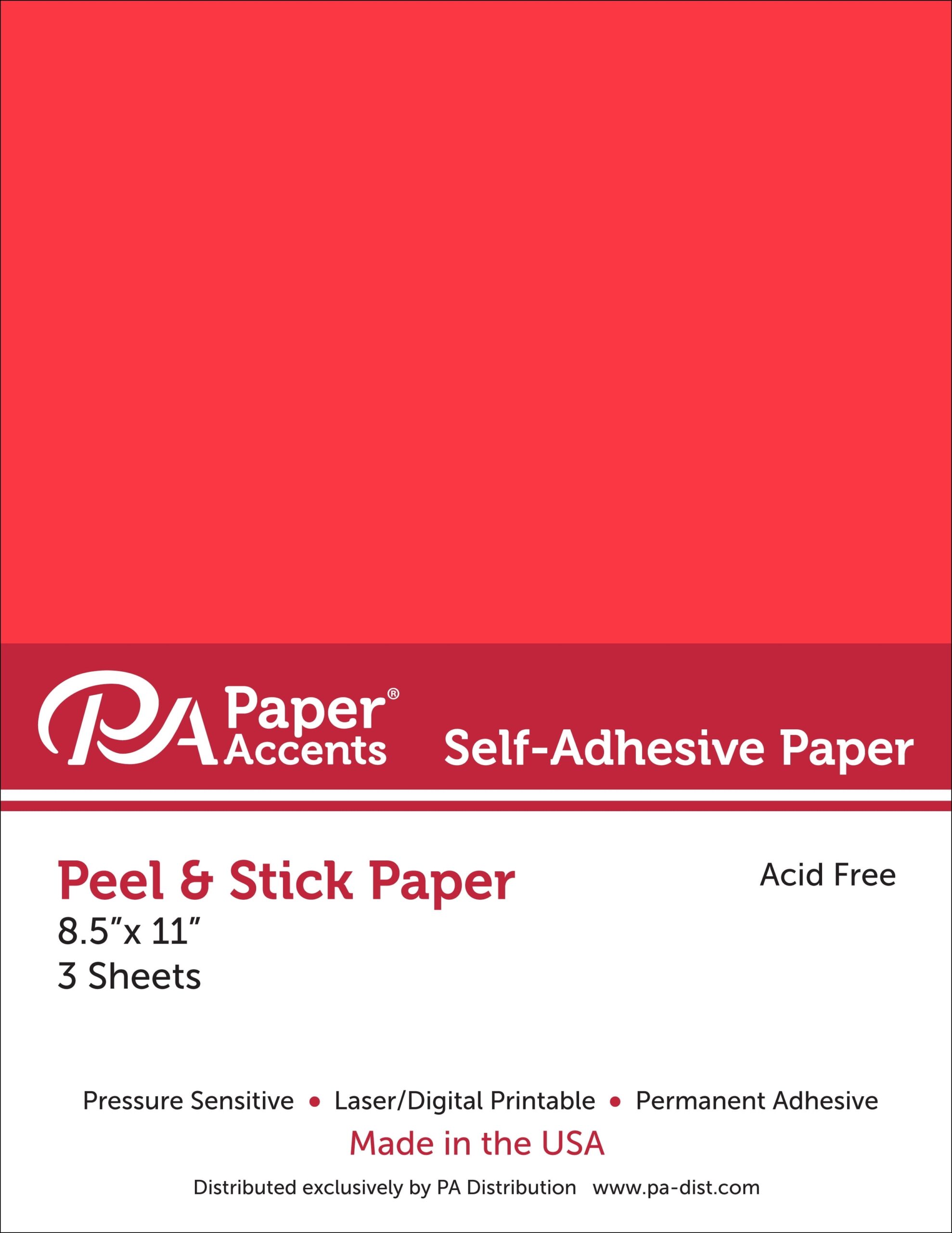 Self Adhesive Paper 8 5x11 3pc Red Walmart
