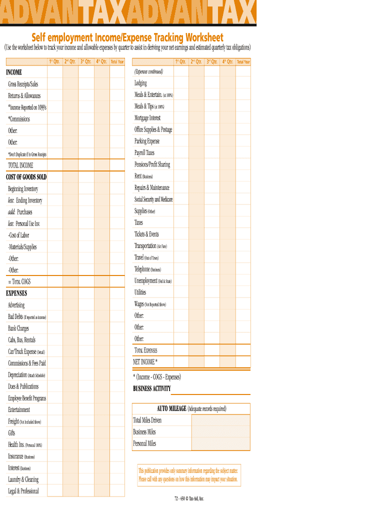 Self Employment Income Expense Tracking Worksheet Excel Free Fill Out Sign Online DocHub