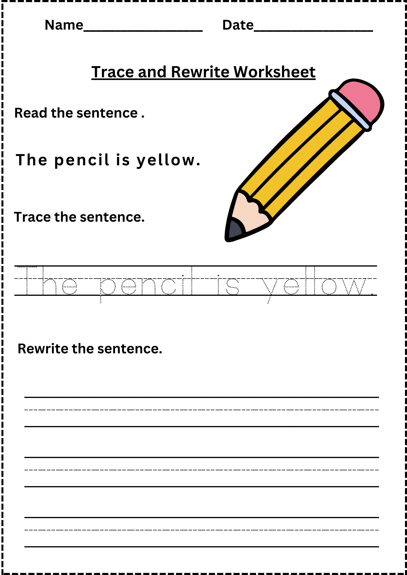 Free Printable Sentence Tracing Worksheets