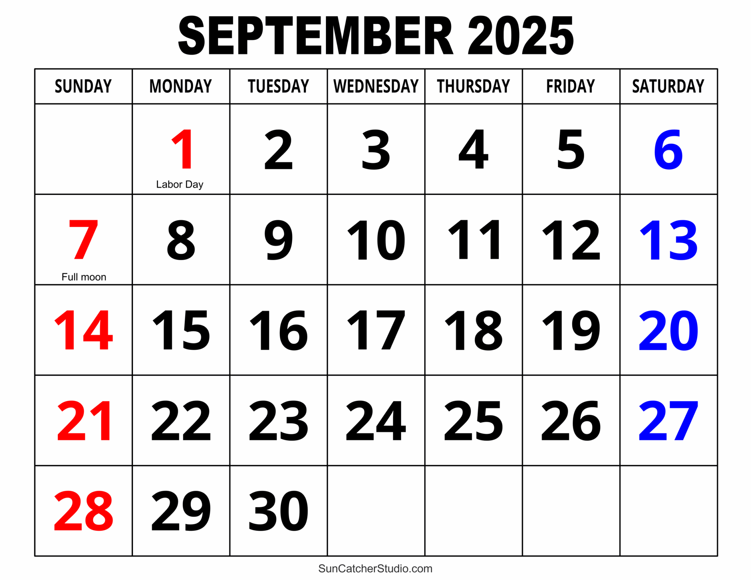 September 2025 Calendar Printable