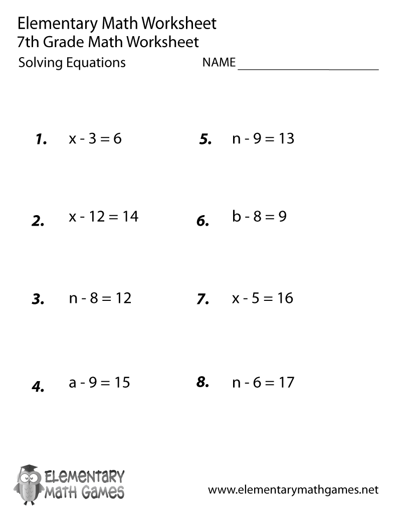 Math Worksheets For 7th Graders Printable