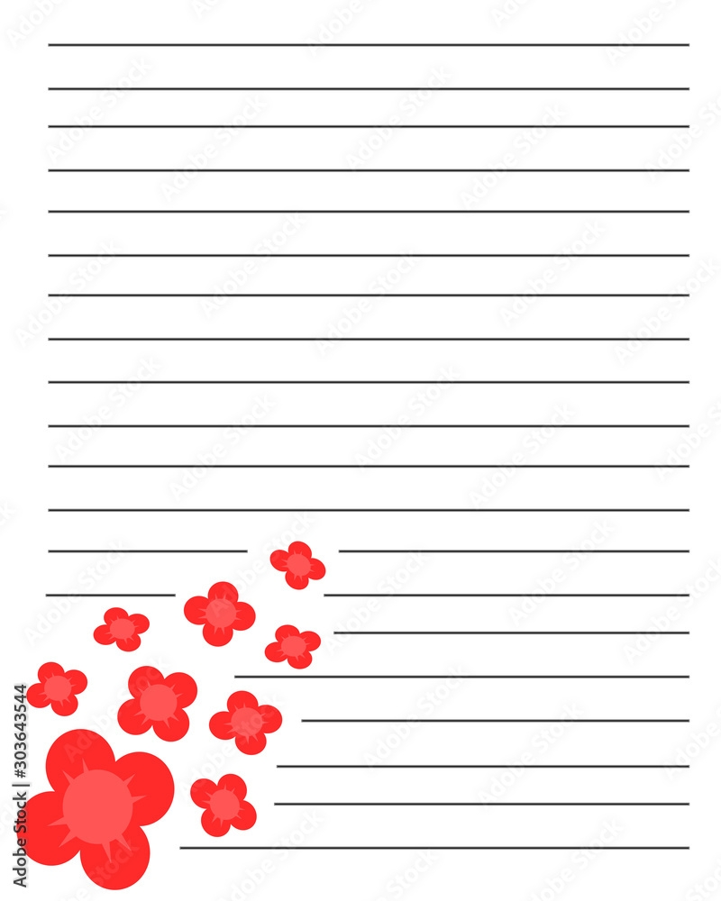 Sheet Of Paper Cute Flower With Line Design Printable Sheet Illustration Design For Paper Card Craft Snail Mail Notebook Stock Illustration Adobe Stock