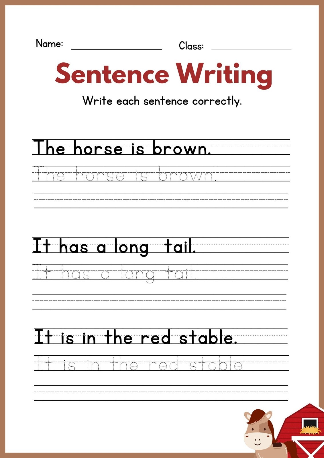 Silly Sentence Tracing Worksheets For Kids Free Easy Print Worksheets Library