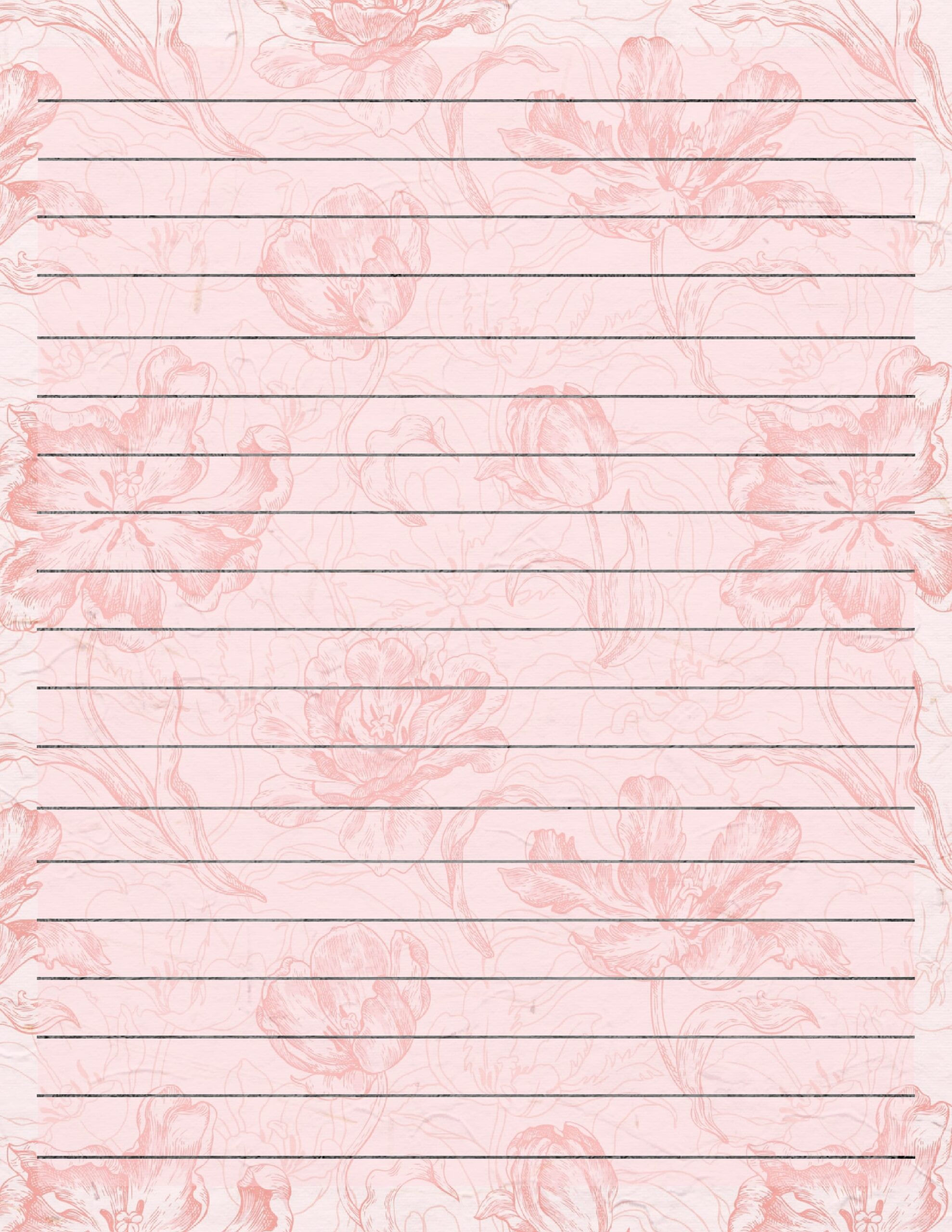 Simple And Decorative Pink Lined And Unlined Writing Papers For Instant Download Etsy