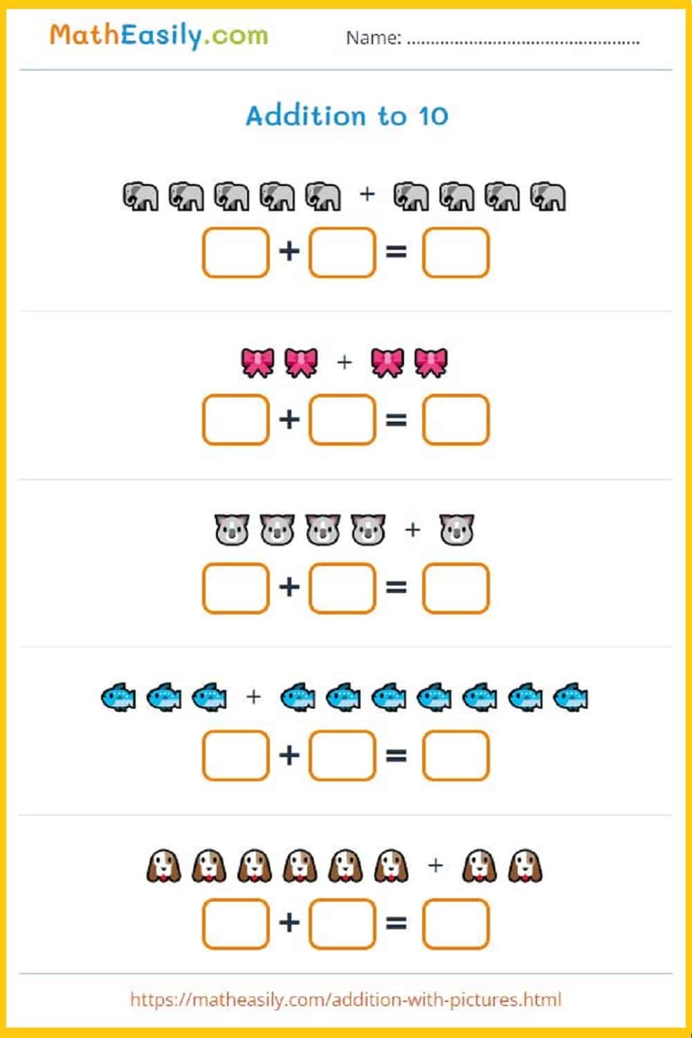 Single Digit Addition With Pictures Worksheets Games