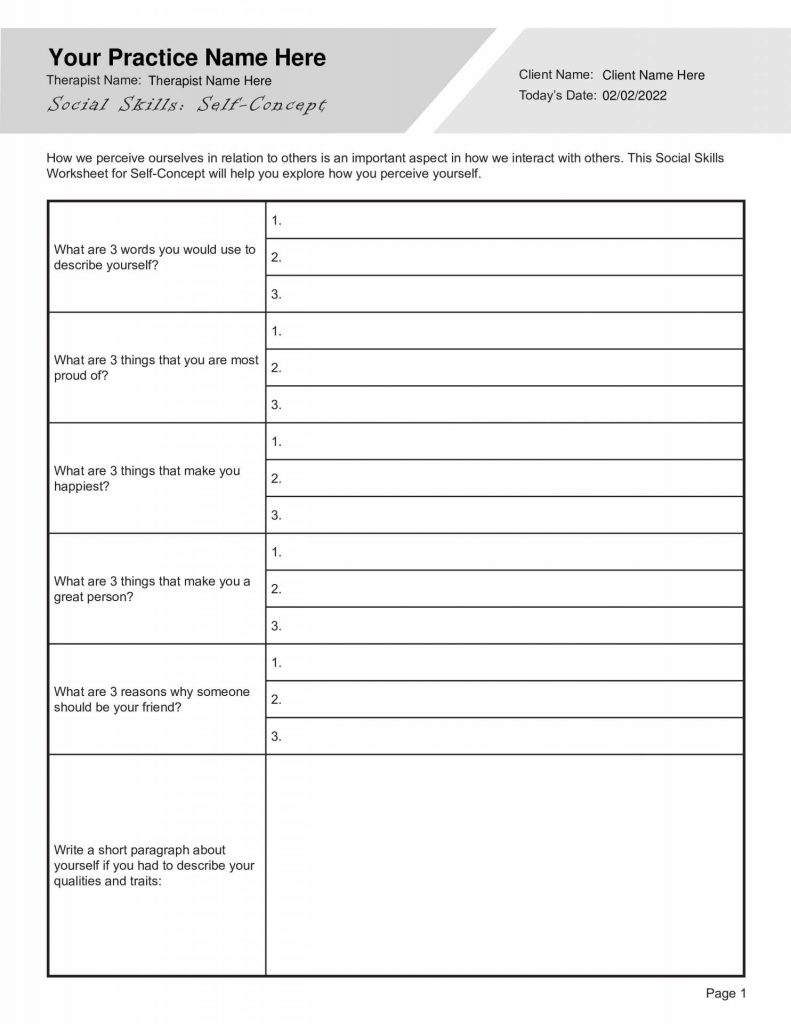 Free Printable Social Skills Worksheets