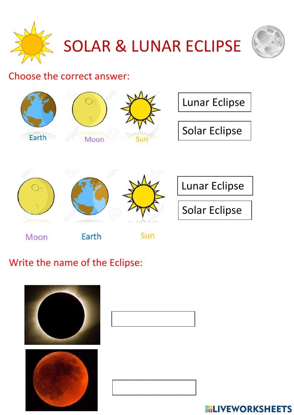Solar Lunar Eclipses Online Exercise For Live Worksheets Worksheets Library