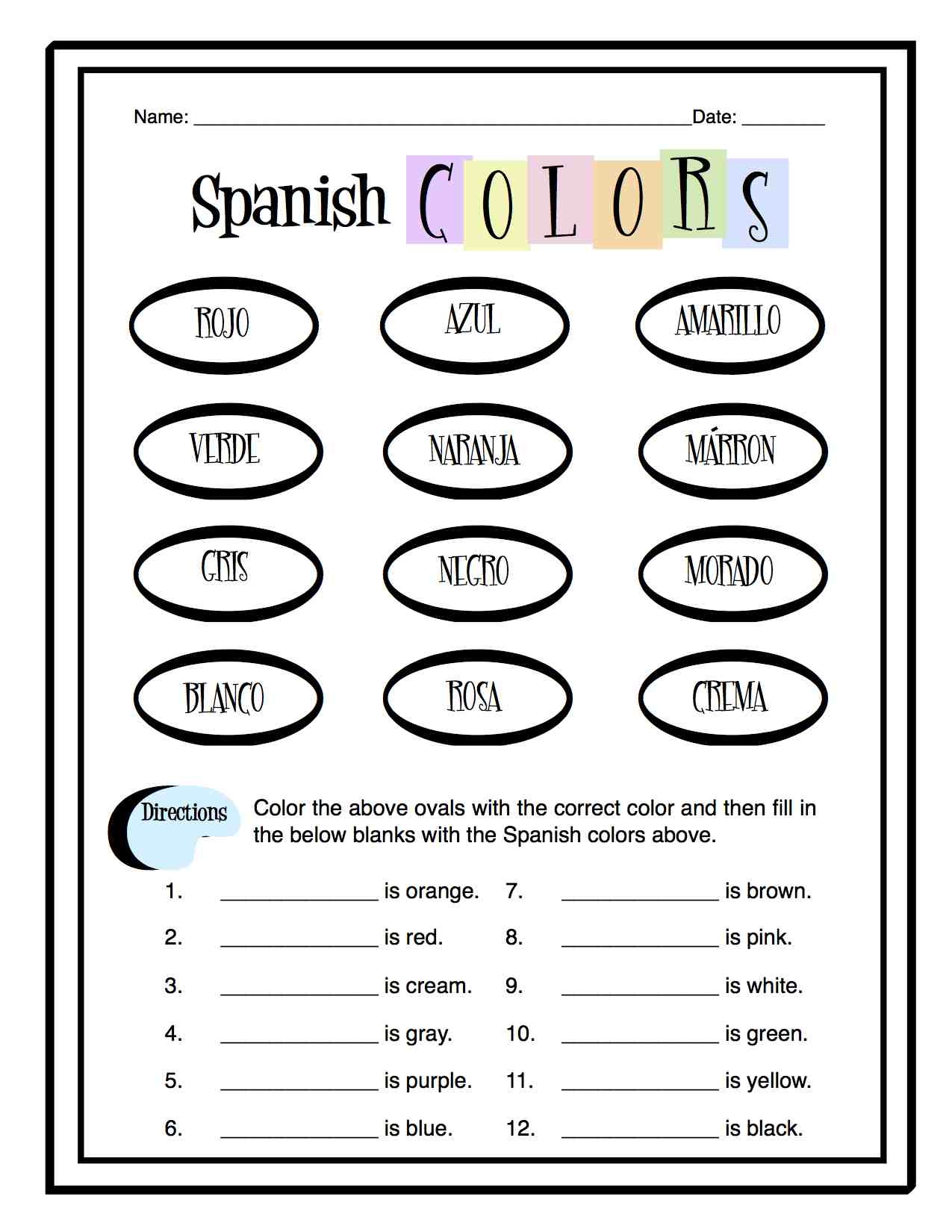 spanish colors worksheet packet made by teachers