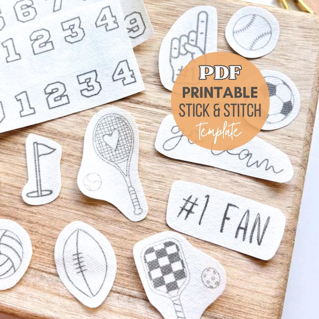 Sports Stick And Stitch Patterns Printable Embroidery Designs Print And Stitch Game Day Embroidery Stick N Stitch Number Sport Transfers Etsy