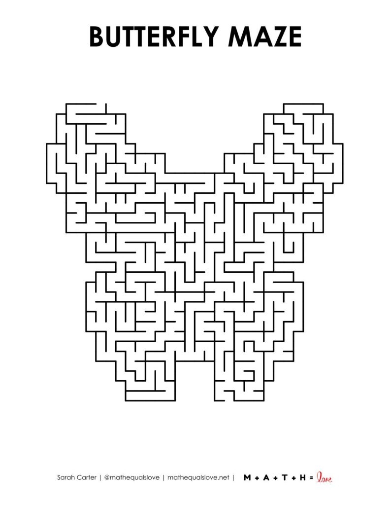 Spring Butterfly Maze Printable Math Love