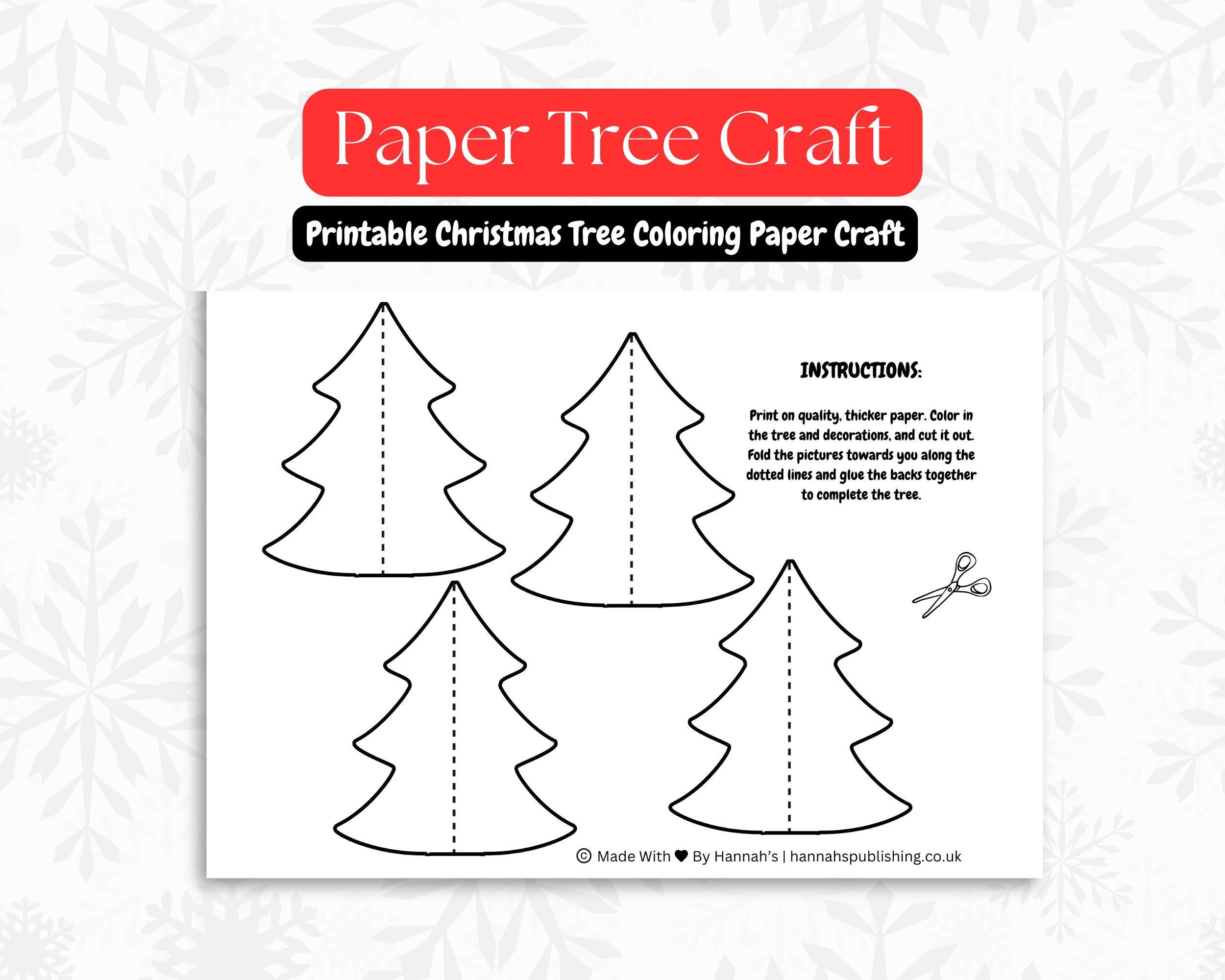 Standing Paper Christmas Tree Printable Christmas Tree Template 3D Papercraft Christmas Holiday Coloring Craft Project Etsy