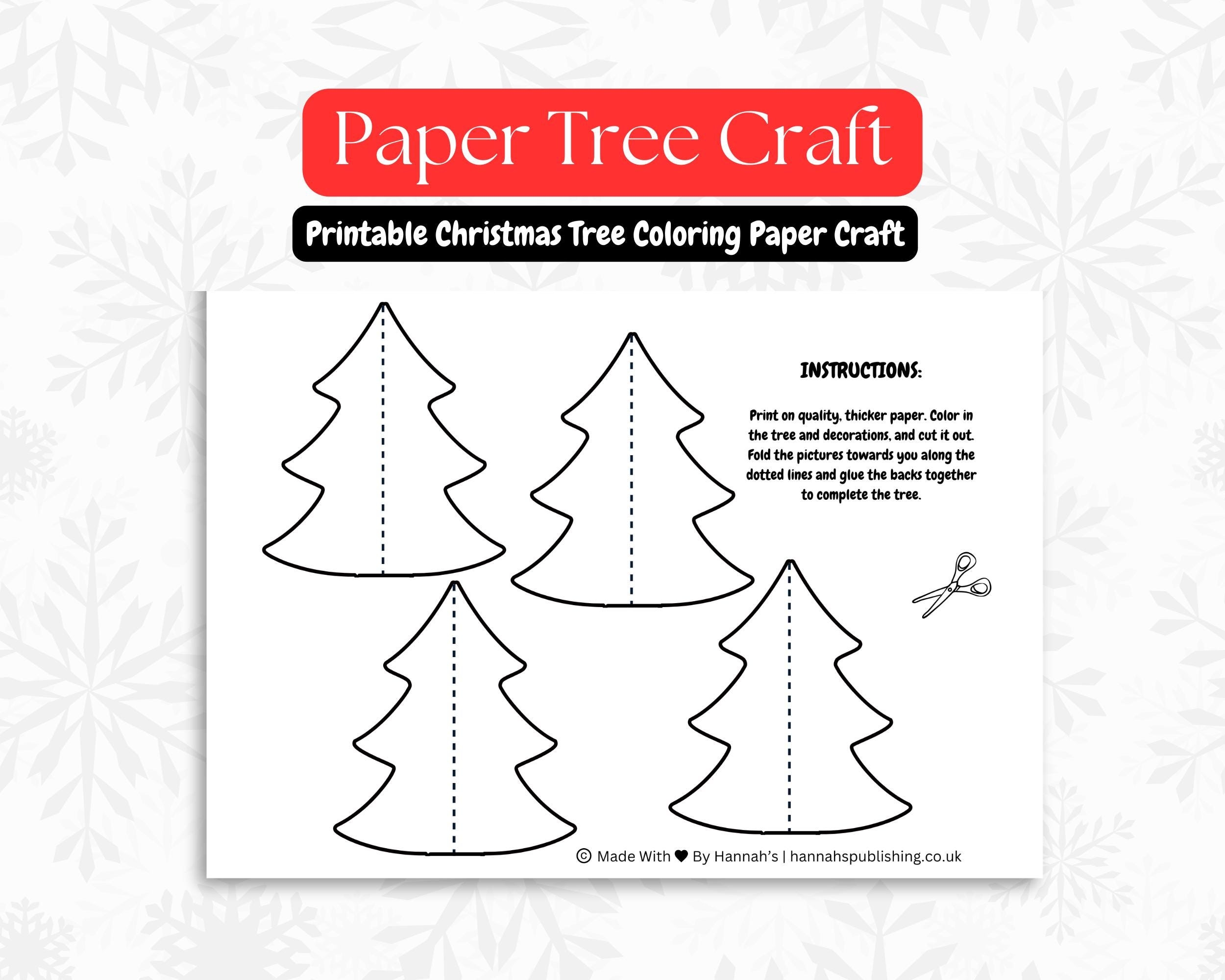 Standing Paper Christmas Tree Printable Christmas Tree Template 3D Papercraft Christmas Holiday Coloring Craft Project Etsy