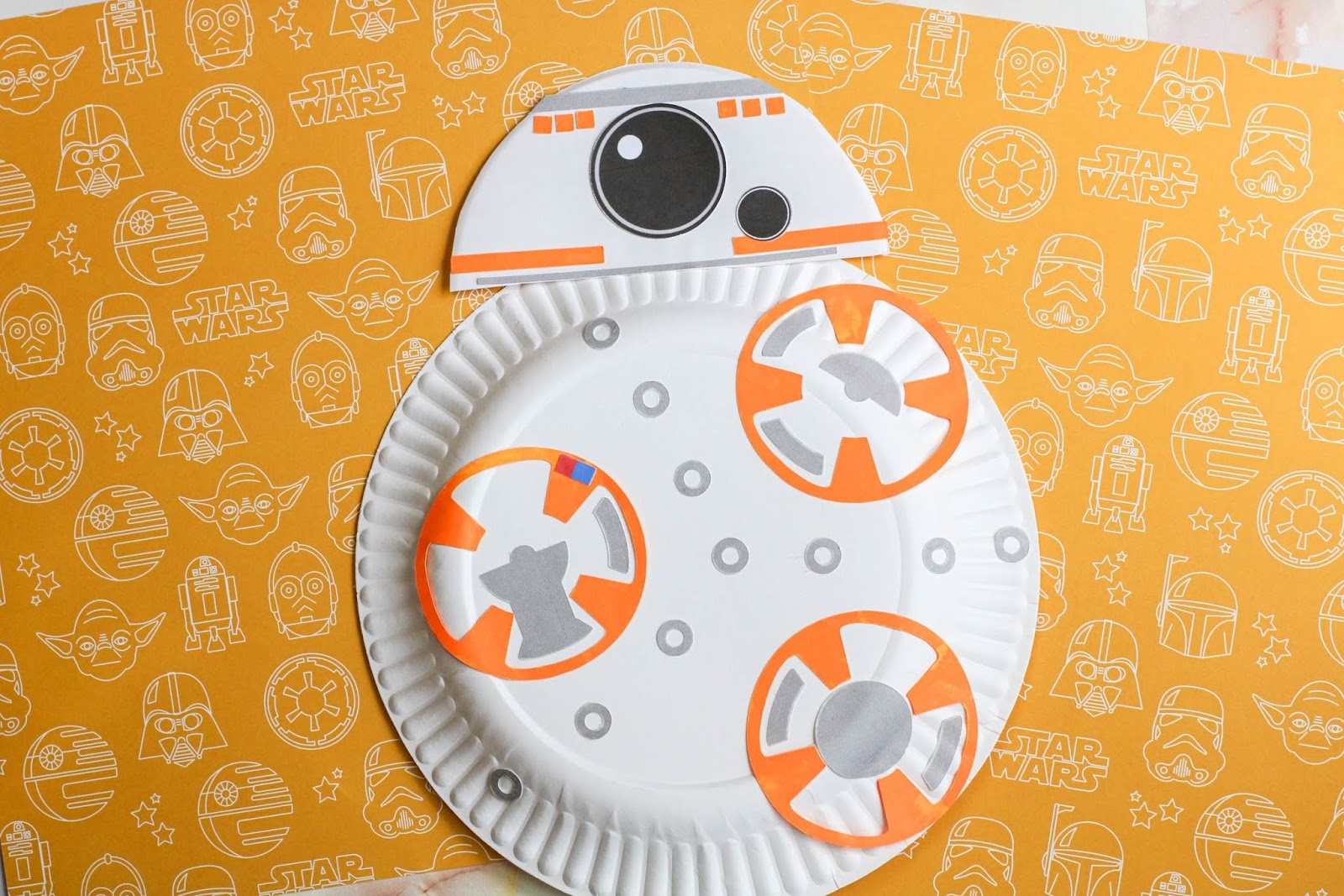 Star Wars BB 8 Paper Plate Craft with Free Printable Templates 