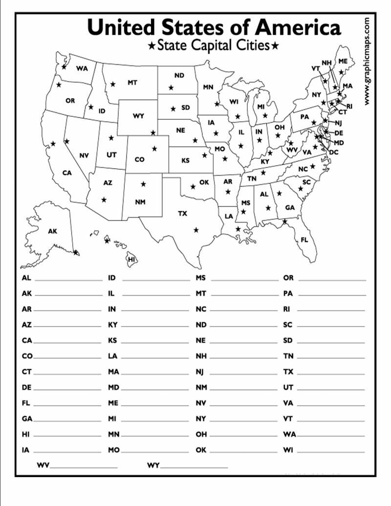 Free Printable States And Capitals Worksheets